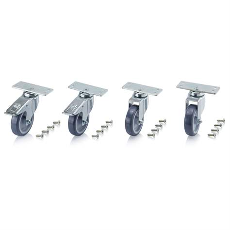 Räderset für Bigboxen, Durchmesser 100 mm, 2 mit Bremse