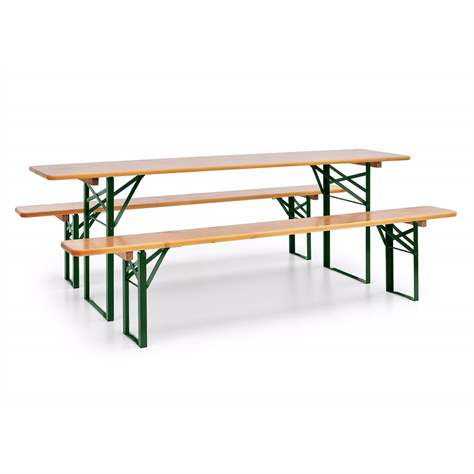 Gruppensitzbank Standard, Stahlgestelle klappbar, Tisch 2,2x0,5 m