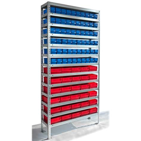 Schraubregal FIX mit 90 Sichtlagerboxen, verzinkt, H x B x T: 2000x1000x500 mm