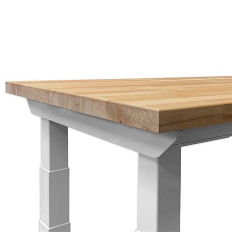 Banc de lucru atelier cu blat din fag 1500x750 mm, reglare electrică a înălțimii, cu raft superior și lumina LED - imagine2