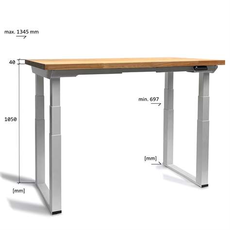 Banc de lucru atelier cu blat din fag 1500x750 mm, reglare electrică a înălțimii, cu raft superior și lumina LED - imagine3