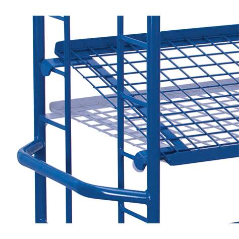 Etážový vozík VARIOfit se šikmými policemi, 4 drátěné police, 1650 x 650 mm, nosnost 400 kg - Cordes - obrázek3