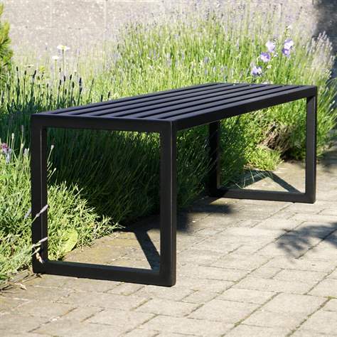 Parkbank Madrid ohne Rückenlehne, Stahlkonstruktion, Länge 1,5 m, Farbe schwarz RAL9005