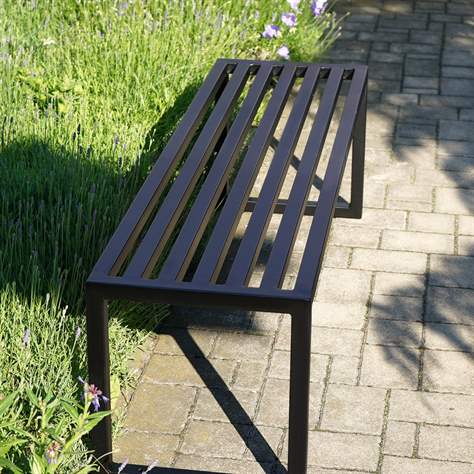 Parkbank Madrid ohne Rückenlehne, Stahlkonstruktion, Länge 1,5 m, Farbe schwarz RAL9005 - Bild2