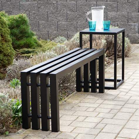 Parkbank Esto ohne Rückenlehne, Stahlkonstruktion, Länge 1,3 m, Farbe schwarz RAL9005 - Bild2