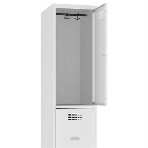 Schließfachschrank WEMO, 2 Abteile, 400x500x1800 mm, Türfarbe Blau RAL5012, ohne Füße, Zylinderschloss - Malow - Bild3