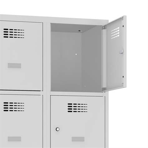 Schließfachschrank WEMO, 3x4 Abteile, 1200x500x1940 mm, mit Füßen, Türfarbe Grau RAL7035, Drehriegelverschluss - Malow - Bild2