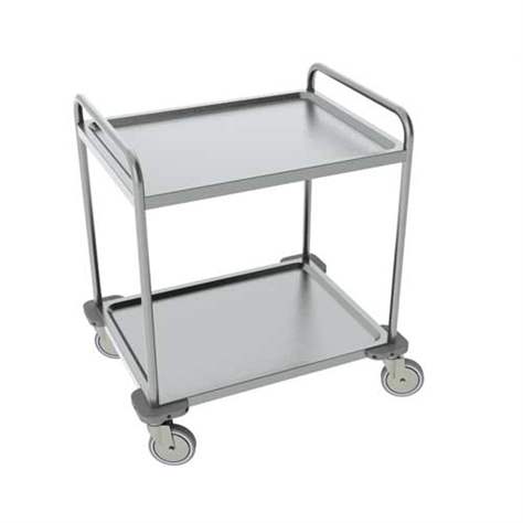 Cărucior cu polițe din oțel inoxidabil, sudat, 2 polițe, HxLxl: 890x800x630 mm.