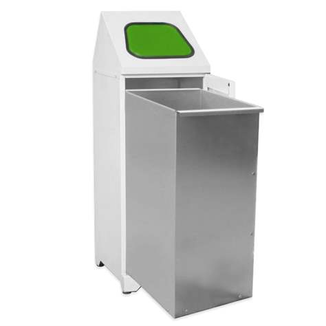 Coșuri pentru deșeuri sortate cu recipiente interioare zincate, volum 80 l, clapetă capac verde