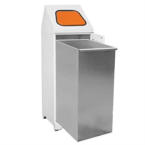 Wertstoffbehälter mit verzinktem Innenbehälter, Volumen 80 l, Einwurfklappe Orange