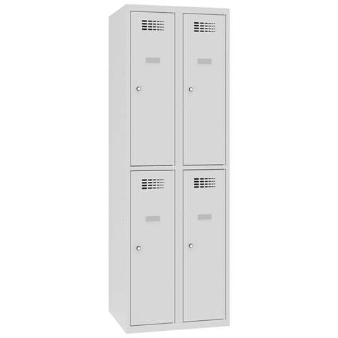 Schließfachschrank WEMO, 2x2 Abteile, 600x500x1800 mm, Türfarbe grau RAL7035, Drehriegelverschluss - Malow