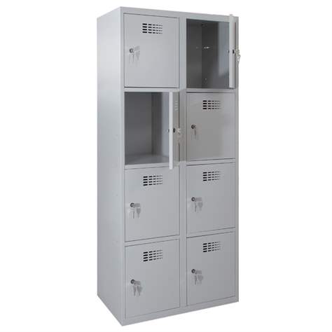 Schließfachschrank WEMO, 2x4 Abteile, 800x500x1800 mm, Türfarbe Grau RAL7035, Zylinderschloss - Malow - Bild5