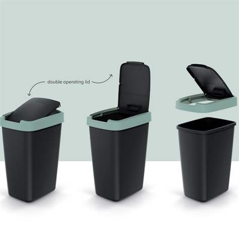 Wertstoffbehälter COMPACTA aus Kunststoff, Volumen 45 l, Lichtgrau/Deckel grau - Bild2