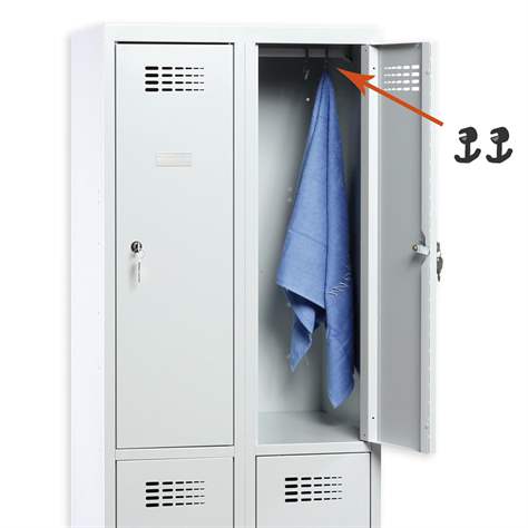 Schließfachschrank WEMO, 2x2 Abteile, 600x500x1800 mm, Türfarbe blau RAL5012, Zylinderschloss - Malow - Bild4