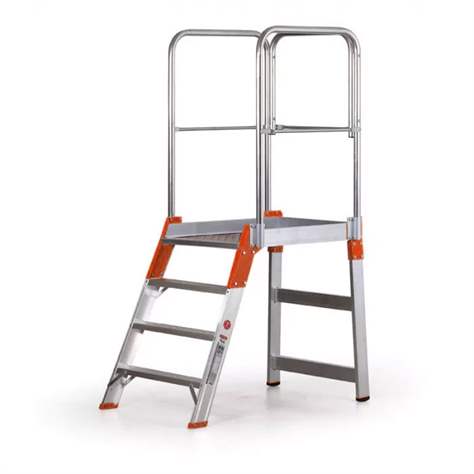 Scară cu platformă staționare și trepte pe o parte, înălțime 830 mm, 4 fuscele/trepte - Alve