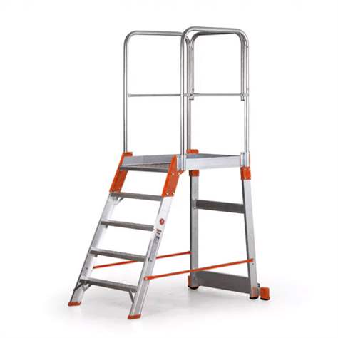 Scară cu platformă staționare și trepte pe o parte, înălțime 1040 mm, 5 fuscele/trepte - Alve