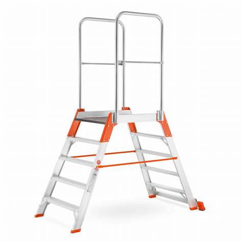 Scară punte cu trepte pe 2 părți - scară platformă staționare cu trepte pe ambele părți, înălțime 1040 mm, 5 fuscele/trepte - Alve