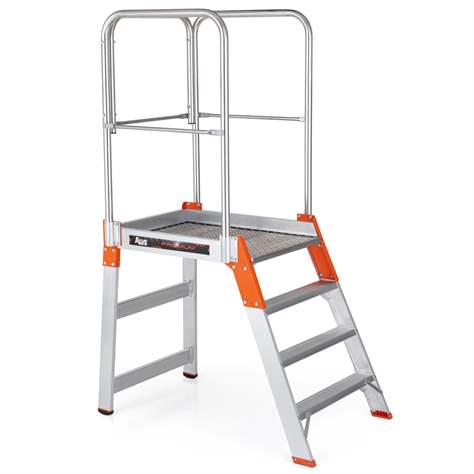 Scară cu platformă staționare și trepte pe o parte, înălțime 830 mm, 4 fuscele/trepte - Alve - imagine6