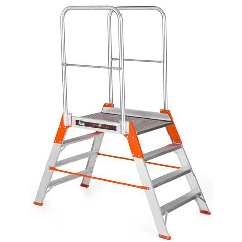 Scară punte cu trepte pe 2 părți - scară platformă staționare cu trepte pe ambele părți, înălțime 1260 mm, 6 fuscele/trepte - Alve - imagine7