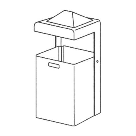 Kovový vonkajší kôš Pyramída, objem 35 l, s popolníkom, upevnenie na stĺp, pozinkovaný - obrázok3