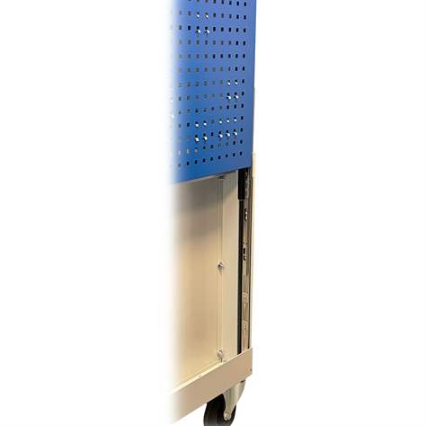 Cărucior de atelier cu panou perforat extensibil, 1077x665x920 mm, capacitate portantă 500 kg, 6 sertare, 1 dulap cu poliță - imagine4