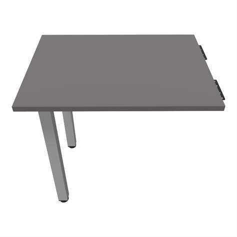 Přídavná stolová deska, obdélník, barva tmavě šedá, š x h: 800 x 600 mm, podnoží sloupové hranaté stříbrné - Nowy Styl Group