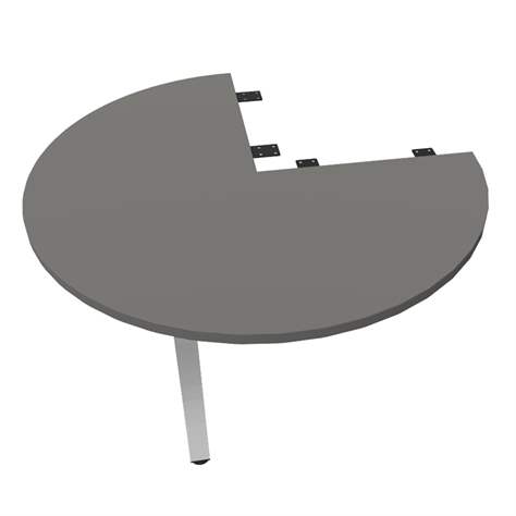 Kruhová přídavná deska, 3/4 kruhu, barva tmavě šedá, průměr 1000 mm, podnoží sloupové hranaté lesklé - Nowy Styl Group