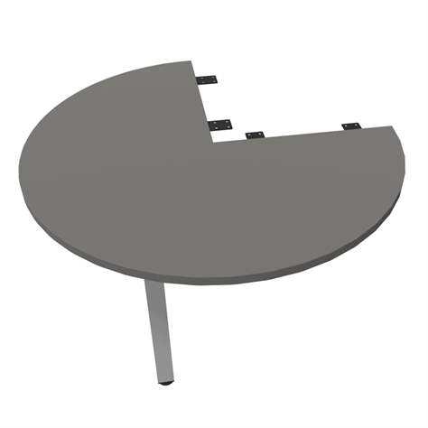 Kruhová přídavná deska, 3/4 kruhu, barva tmavě šedá, průměr 1000 mm, podnoží sloupové hranaté matné - Nowy Styl Group