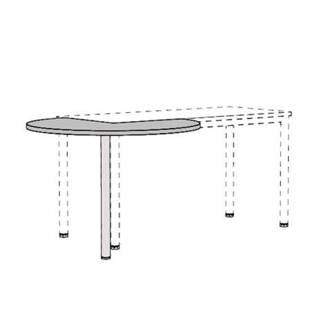 Kruhová přídavná deska, 3/4 kruhu, barva akácie, průměr 1000 mm, podnoží sloupové hranaté matné - Nowy Styl Group - obrázek4