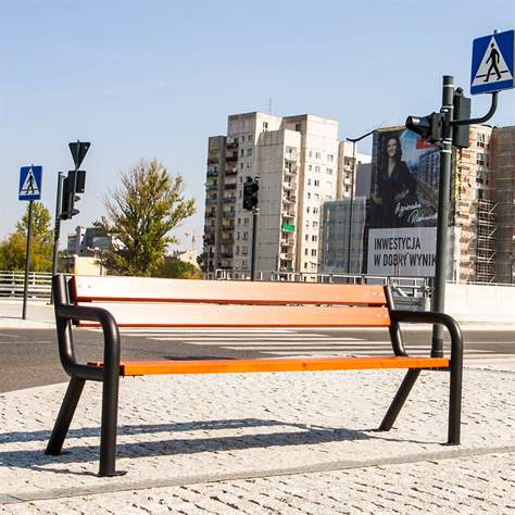 Parkbank Boston, Stahlrohrkonstruktion mit Massivholzleisten Farbton Pinie, Länge 1,86 m - Bild3