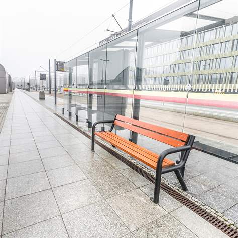 Parkbank Boston, Stahlrohrkonstruktion mit Massivholzleisten Farbton Pinie, Länge 1,86 m - Bild6