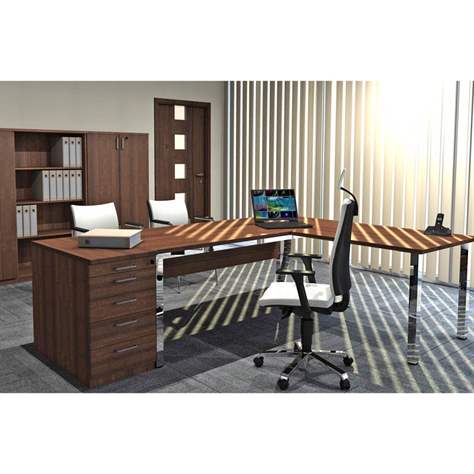 Přídavná stolová deska, obdélník, barva ořech, š x h: 800 x 600 mm, podnoží sloupové hranaté stříbrné - Nowy Styl Group - obrázek4