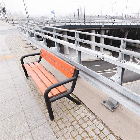 Parkbank Boston, Stahlrohrkonstruktion mit Massivholzleisten Farbton Mahagoni, Länge 1,86 m - Bild5