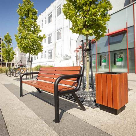 Parkbank Boston 2, Stahlrohrkonstruktion mit Massivholzleisten Farbton Mahagoni, Länge 1,86 m - Bild2