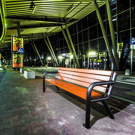 Parkbank Boston 2, Stahlrohrkonstruktion mit Massivholzleisten Farbton Mahagoni, Länge 1,86 m - Bild3