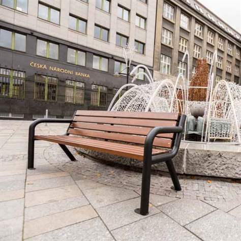 Parkbank Boston 2, Stahlrohrkonstruktion mit Massivholzleisten Farbton Palisander, Länge 1,86 m - Bild2