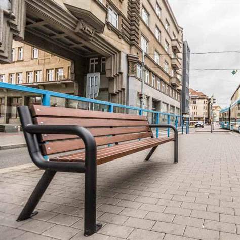 Parkbank Boston 2, Stahlrohrkonstruktion mit Massivholzleisten Farbton Palisander, Länge 1,86 m - Bild3