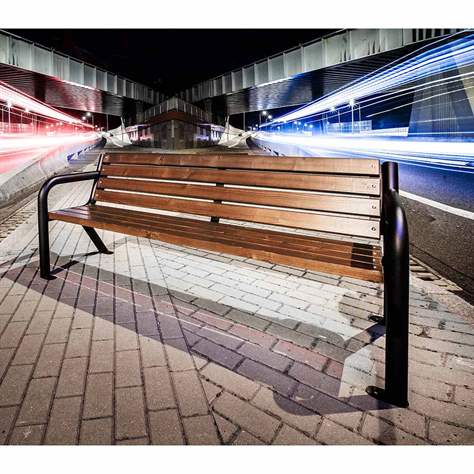 Parkbank Boston 2, Stahlrohrkonstruktion mit Massivholzleisten Farbton Palisander, Länge 1,86 m - Bild6