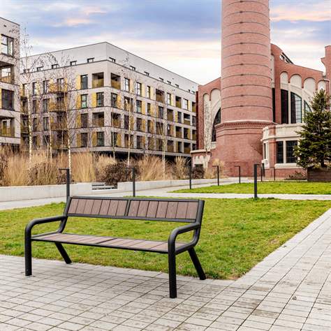 Parkbank Tampa, Stahlkonstruktion mit Kunststoffleisten, Farbe grau, Länge 1,75 m - Bild2