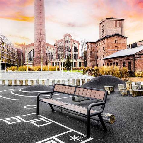 Parkbank Tampa, Stahlkonstruktion mit Kunststoffleisten, Farbe braun, Länge 1,75 m - Bild4