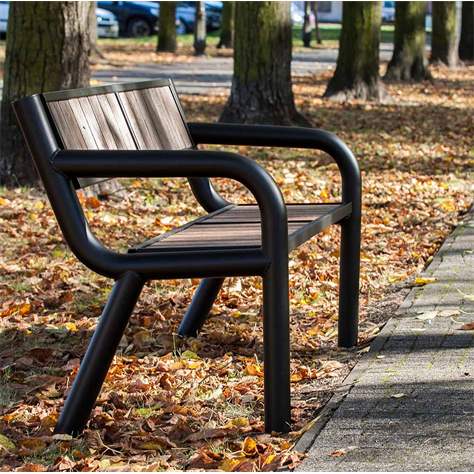 Parkbank Tampa, Stahlkonstruktion mit Kunststoffleisten, Farbe grau, Länge 1,75 m - Bild4