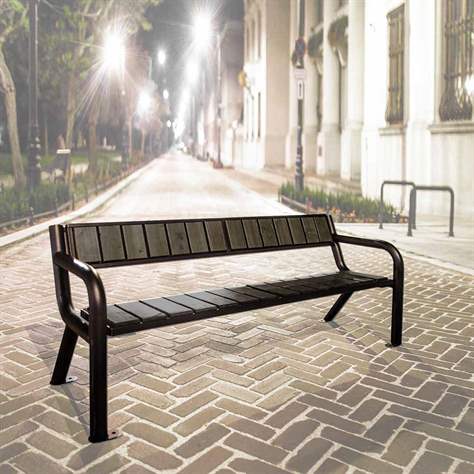 Parkbank Tampa, Stahlkonstruktion mit Kunststoffleisten, Farbe grau, Länge 1,75 m