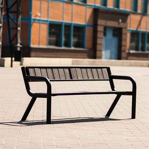 Parkbank Tampa, Stahlkonstruktion mit Kunststoffleisten, Farbe grau, Länge 1,75 m - Bild5