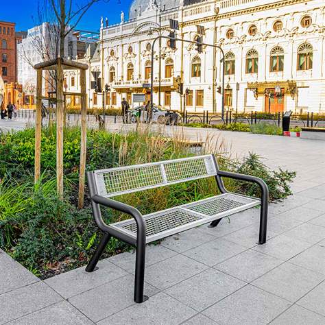 Parkbank Dallas, Stahlkonstruktion mit Drahtgitter, Farbe schwarz/silber, Länge 1,75 m - Bild3