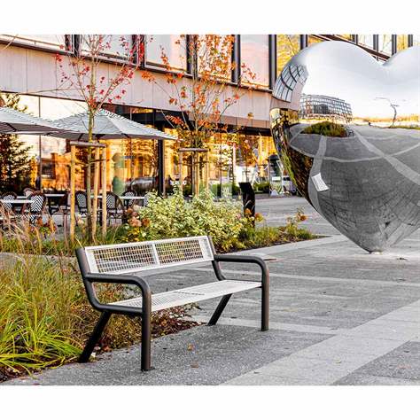 Parkbank Dallas, Stahlkonstruktion mit Drahtgitter, Farbe schwarz/silber, Länge 1,75 m - Bild5