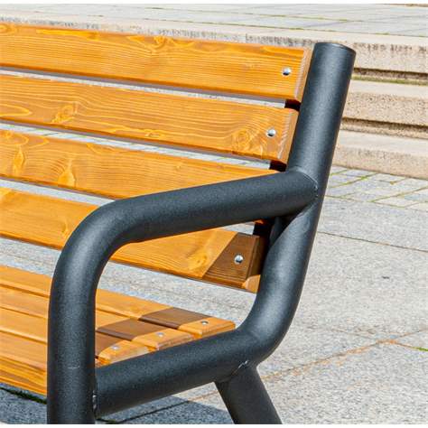 Parkbank Boston 2, Stahlrohrkonstruktion mit Massivholzleisten Farbton Mahagoni, Länge 1,86 m - Bild7