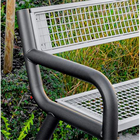 Parkbank Dallas, Stahlkonstruktion mit Drahtgitter, Farbe schwarz/silber, Länge 1,75 m - Bild7