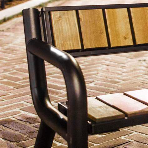 Parkbank Tampa, Stahlkonstruktion mit Massivholzleisten Farbton Palisander, Länge 1,75 m - Bild7