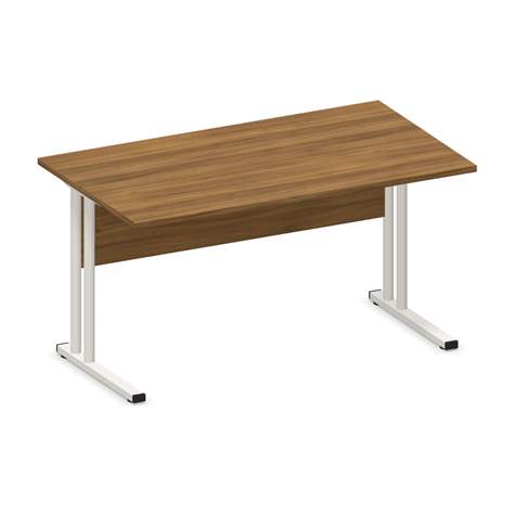 Büro-Schreibtisch, C-Fuß Gestell, weiß, Farbe Nussbaum, B x T: 1400 x 800 mm - Nowy Styl Group