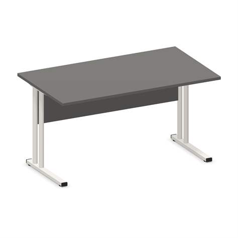 Büro-Schreibtisch, C-Fuß Gestell, weiß, Farbe Dunkelgrau, B x T: 1400 x 800 mm - Nowy Styl Group